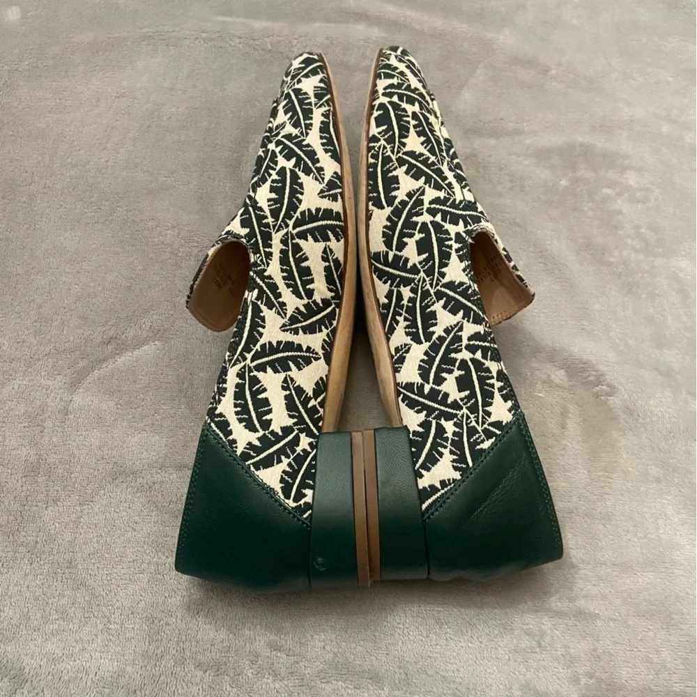 J. Crew Women's Cream Green Banana Leaf Print Loafers